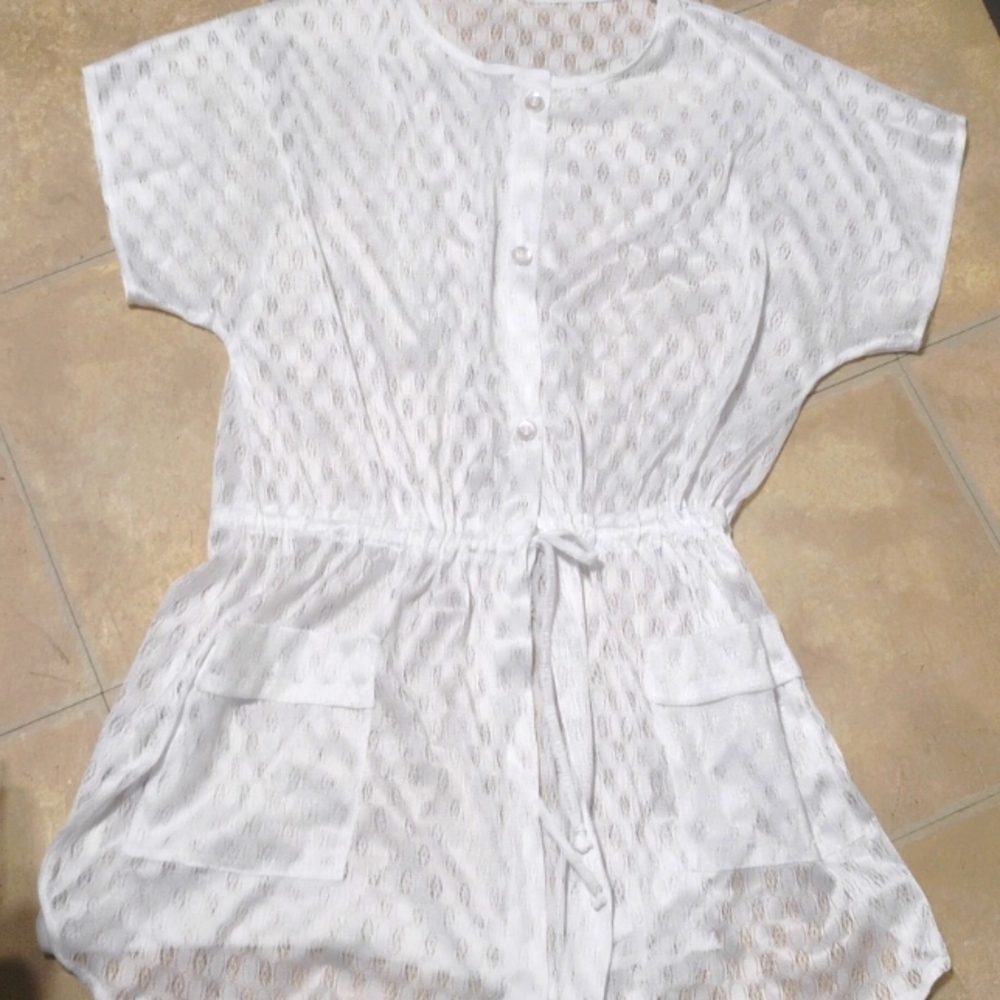 White Sheer Lace Cover-Up